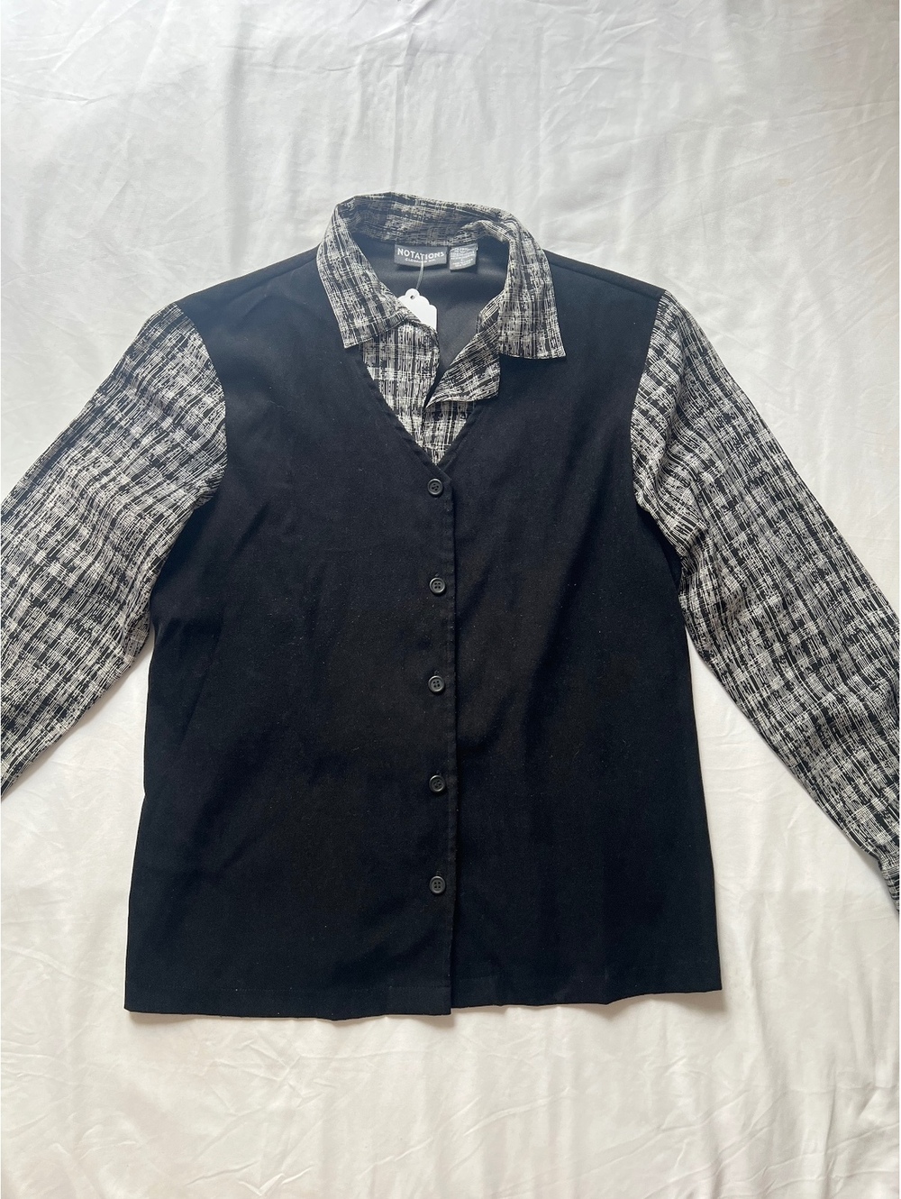 Vintage Notations Layered Plaid Button Up